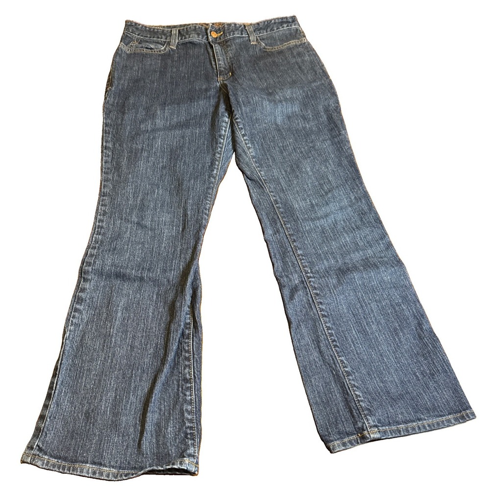 Eddie Bauer Curvy Bootcut Jeans Women 12S Dark Wash Stretch Denim Short